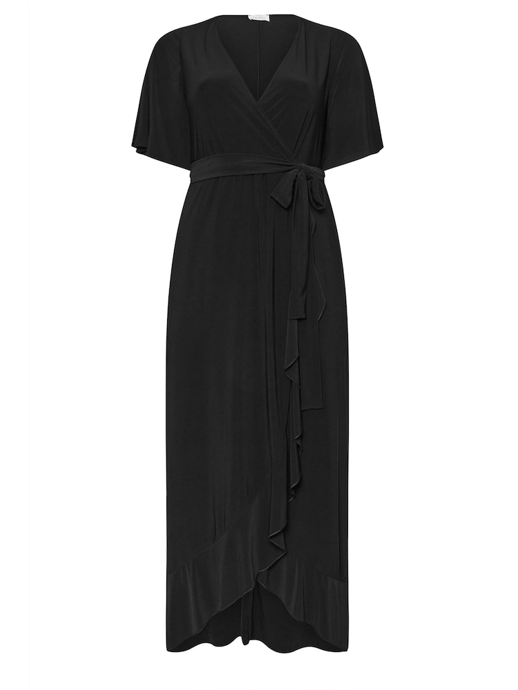 Schwarz - Yours Curve Wickelkleid mit Rüschensaum - Bild 5 von 5 Schwarz - Yours Curve Wickelkleid mit Rüschensaum - Bild 5 von 5