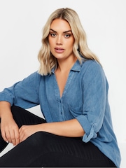 Azul - Camisa de cambray de Yours Curve - Imagen 1 de 5