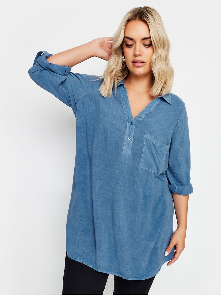 Azul - Camisa de cambray de Yours Curve - Imagen 2 de 5 Azul - Camisa de cambray de Yours Curve - Imagen 2 de 5