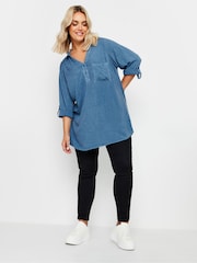 Azul - Camisa de cambray de Yours Curve - Imagen 3 de 5