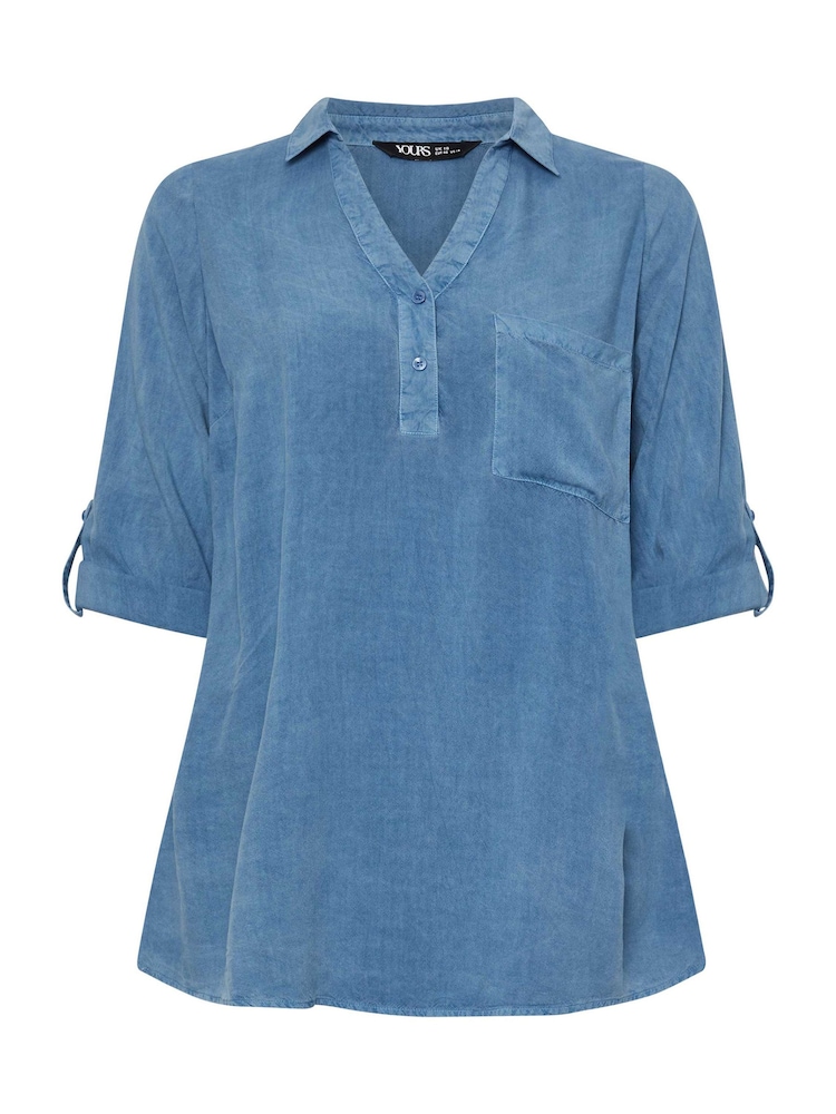Azul - Camisa de cambray de Yours Curve - Imagen 5 de 5 Azul - Camisa de cambray de Yours Curve - Imagen 5 de 5
