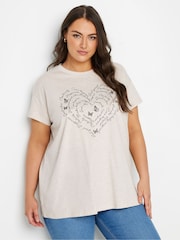Yours Curve Natural Positivity Heart T-Shirt - Image 1 of 5