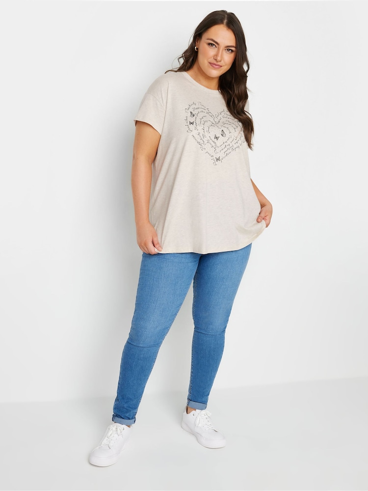 Yours Curve Natural Positivity Heart T-Shirt - Image 2 of 5