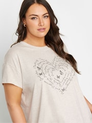 Yours Curve Natural Positivity Heart T-Shirt - Image 4 of 5