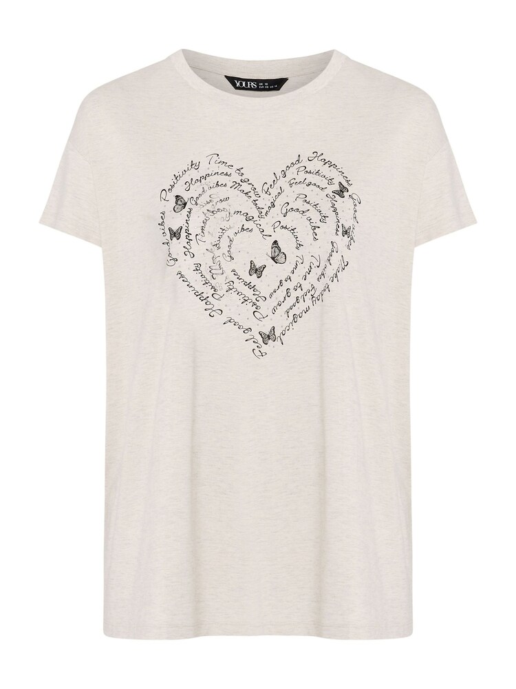Yours Curve Natural Positivity Heart T-Shirt - Image 5 of 5 Yours Curve Natural Positivity Heart T-Shirt - Image 5 of 5