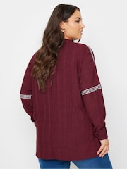 Yours Curve Red Studded Neckline Embellished Jumper - Image 3 of 5