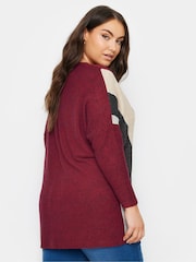 Yours Curve Red Colour Block Soft Touch Sweatshirt - Image 3 of 5