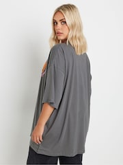 Yours Curve Grey Boxy 100% Cotton T-Shirt - Image 2 of 5