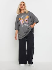 Yours Curve Grey Boxy 100% Cotton T-Shirt - Image 4 of 5