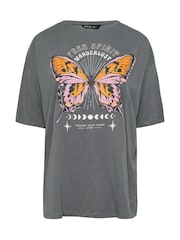Yours Curve Grey Boxy 100% Cotton T-Shirt - Image 5 of 5