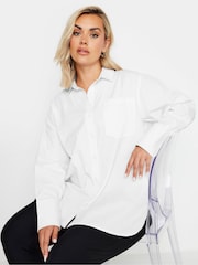 Yours Curve White Oversized 100% Cotton Shirt - Image 1 of 6