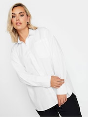 Yours Curve White Oversized 100% Cotton Shirt - Image 2 of 6