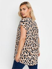 Yours Curve Natural Leopard Print Grown On Sleeve 100% Cotton T-Shirt - Image 4 of 5