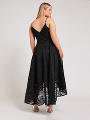 Yours Curve Black Lace High Low Prom Dress - Image 4 of 6