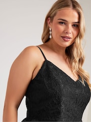 Yours Curve Black Lace High Low Prom Dress - Image 5 of 6