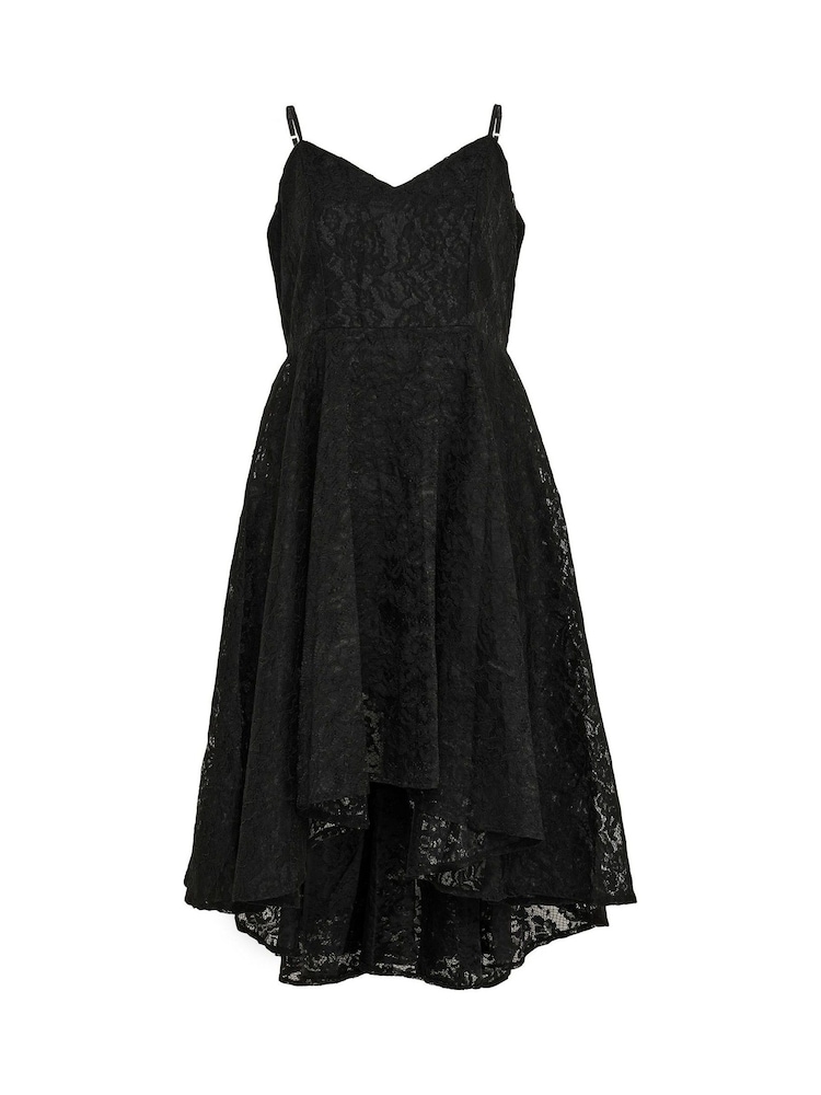 Yours Curve Black Lace High Low Prom Dress - Image 6 of 6