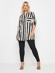 Yours Curve Black Boyfriend Stripe Shirt - Image 2 of 5