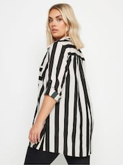 Yours Curve Black Boyfriend Stripe Shirt - Image 3 of 5
