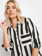 Yours Curve Black Boyfriend Stripe Shirt - Image 4 of 5