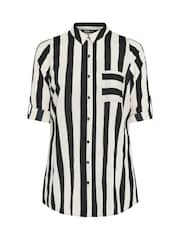 Yours Curve Black Boyfriend Stripe Shirt - Image 5 of 5