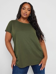Yours Curve Black Core Basic T-Shirts 3 Pack - Image 2 of 9
