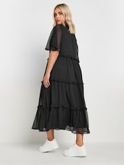Yours Curve Black Chiffon Tiered Dress - Image 3 of 5