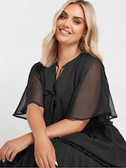 Yours Curve Black Chiffon Tiered Dress - Image 4 of 5
