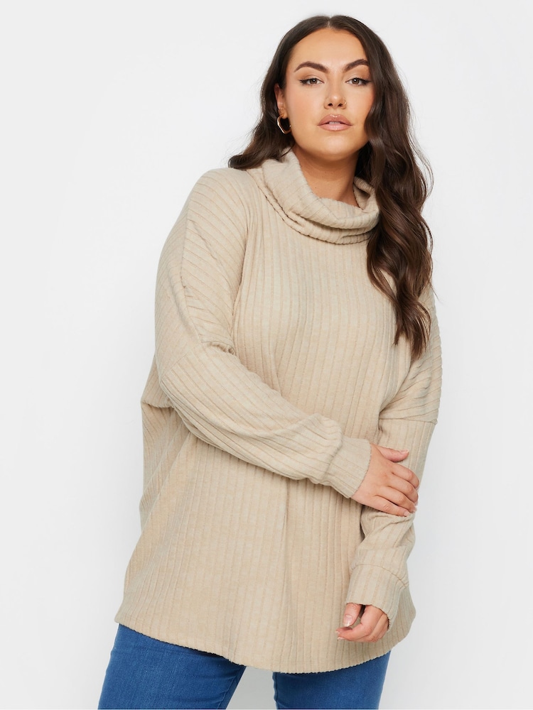 Yours Curve Natural Soft Touch Turtle Neck Jumper - Image 1 of 5