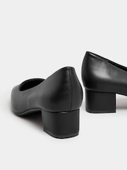 Yours Curve Black Wide Fit Faux Leather Block Heel Court Shoes In Extra Wide EEE Fit - Image 5 of 5