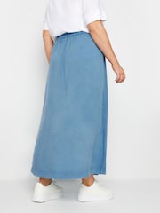 Yours Curve Blue Chambray Button Maxi Skirt - Image 3 of 5