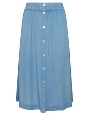 Yours Curve Blue Chambray Button Maxi Skirt - Image 5 of 5