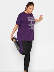 Yours Curve Black/Purple Side Panel Active Leggings - Image 1 of 3