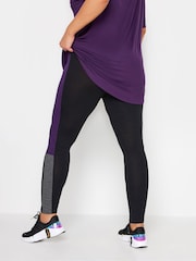 Yours Curve Black/Purple Side Panel Active Leggings - Image 2 of 3