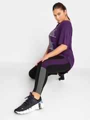 Yours Curve Black/Purple Side Panel Active Leggings - Image 3 of 3