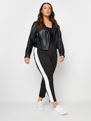 Yours Curve Black Side Stripe Tapered Trousers - Image 2 of 5
