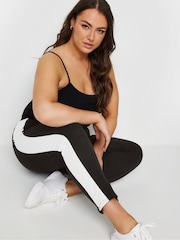 Yours Curve Black Side Stripe Tapered Trousers - Image 4 of 5