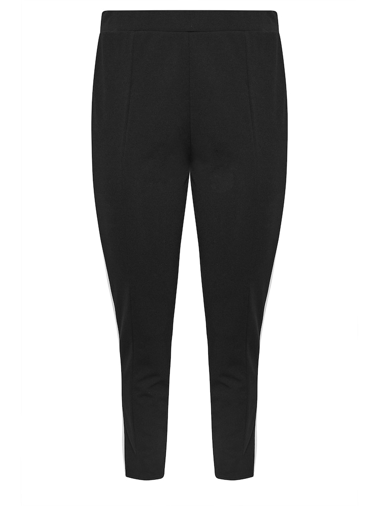 Yours Curve Black Side Stripe Tapered Trousers - Image 5 of 5