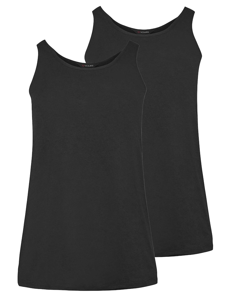 Yours Curve Black Core Basic Vests 2 Pack - Image 5 of 5