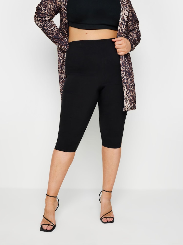 Yours Curve Black Capri Cropped Trousers - Image 1 of 4