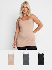 Yours Curve Black Cami Vests 3 Pack - Image 1 of 4