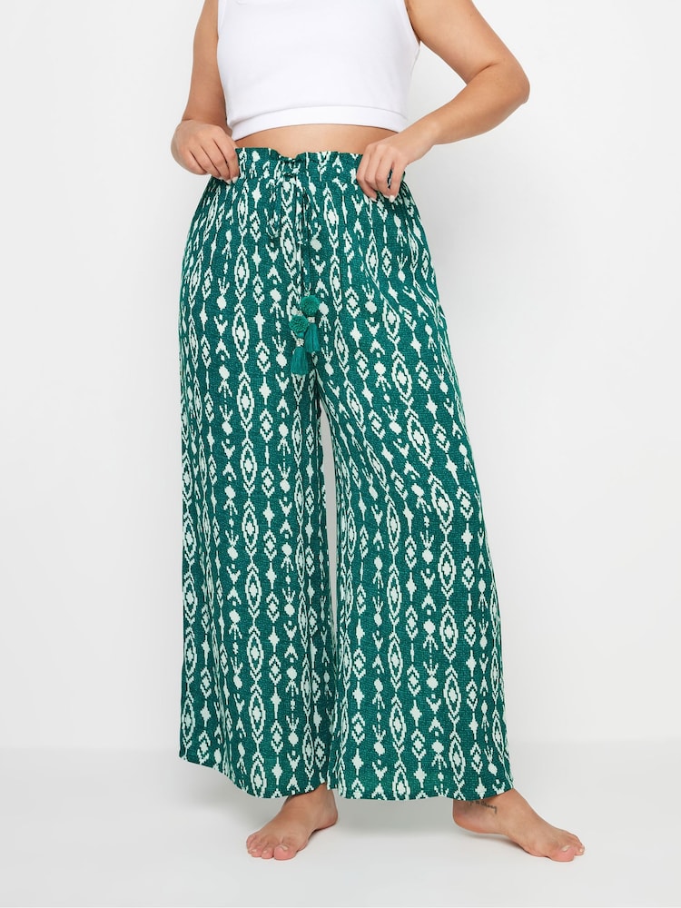 Yours Curve Green Tassel Beach Trousers - Image 1 of 5