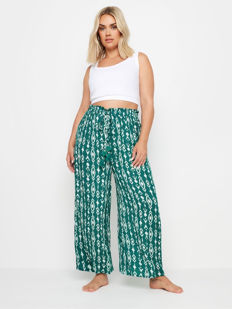 Yours Curve Green Tassel Beach Trousers - Image 2 of 5