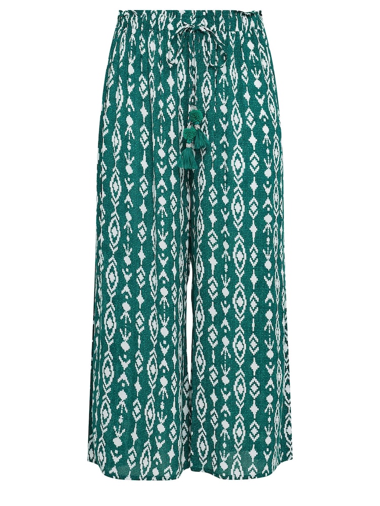 Yours Curve Green Tassel Beach Trousers - Image 5 of 5