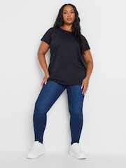 Yours Curve Black Core Basic T-Shirts 3 Pack - Image 3 of 7