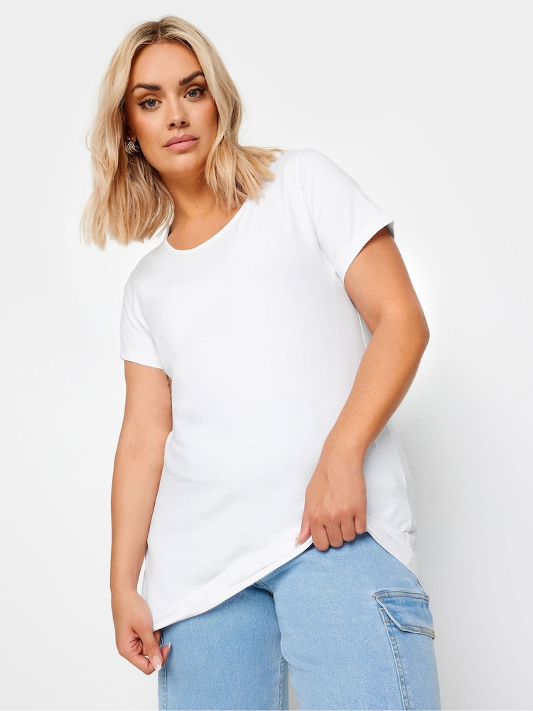 Yours Curve Dark Black Longline T-Shirts 2 Pack - Image 2 of 7