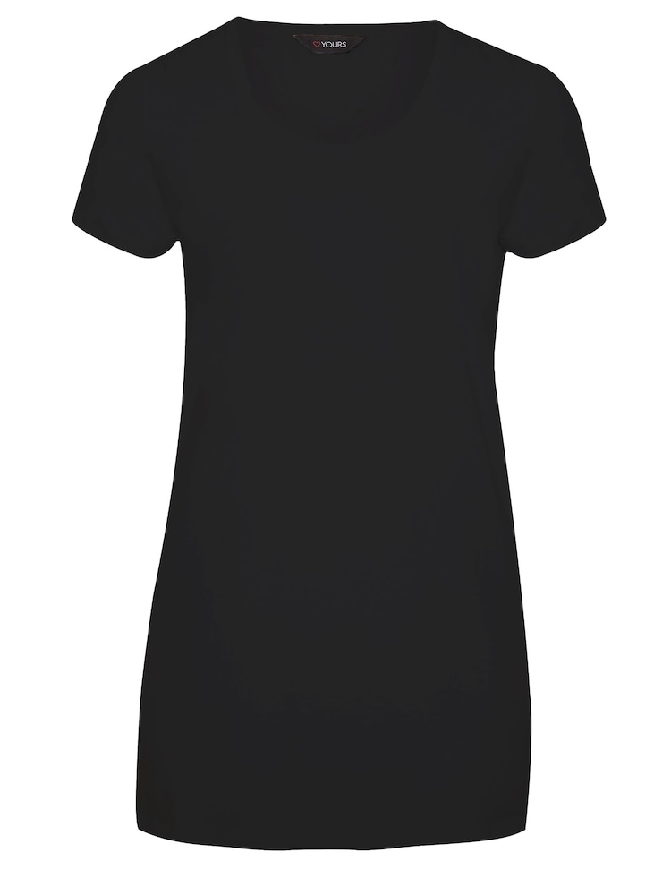 Yours Curve Dark Black Longline T-Shirts 2 Pack - Image 7 of 7