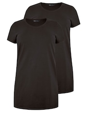 Yours Curve Black Longline T-Shirts 2 Pack - Image 5 of 5