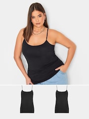 Yours Curve Black Cami Vests 2 Pack - Image 1 of 6