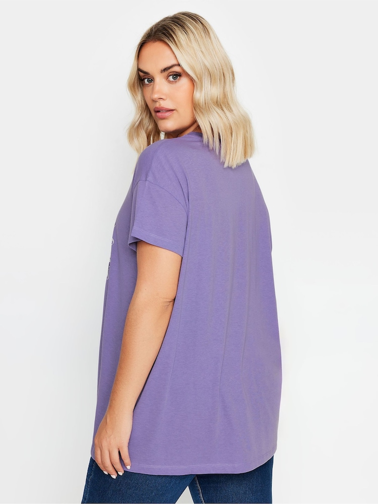 Yours Curve Purple Placement Print T-Shirt - Image 2 of 5