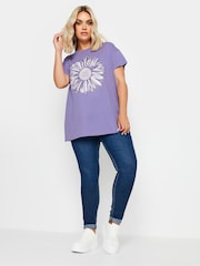 Yours Curve Purple Placement Print T-Shirt - Image 4 of 5